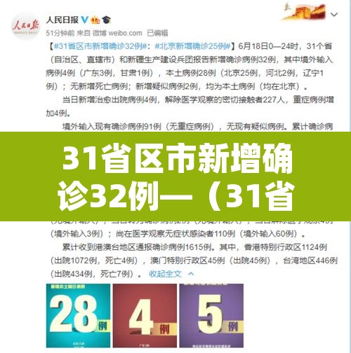 31省区市新增确诊32例—（31省区市新增433例确诊病例）