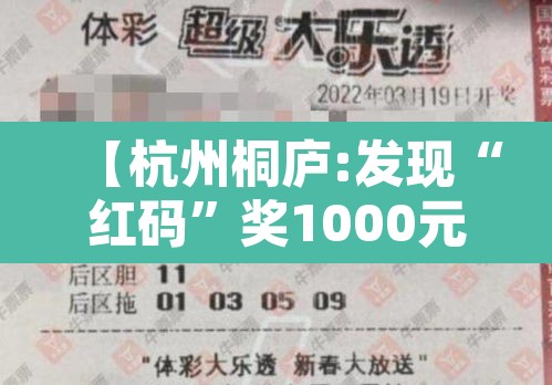 【杭州桐庐:发现“红码”奖1000元·杭州交通红码】