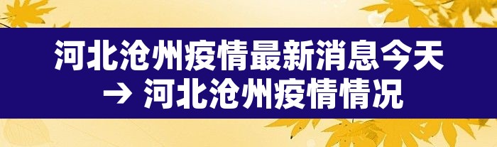 河北沧州疫情最新消息今天 → 河北沧州疫情情况