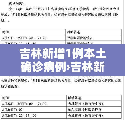 吉林新增1例本土确诊病例›吉林新增一例本土确诊病例