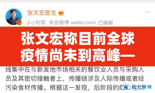 张文宏称目前全球疫情尚未到高峰—（张文宏称全球疫情可能要连续一到两年）