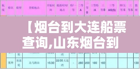 【烟台到大连船票查询,山东烟台到大连船票多少钱】
