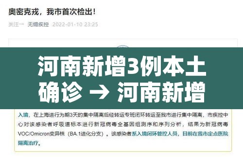 河南新增3例本土确诊 → 河南新增本土确诊1例
