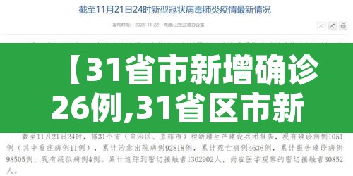 【31省市新增确诊26例,31省区市新增确诊96例】