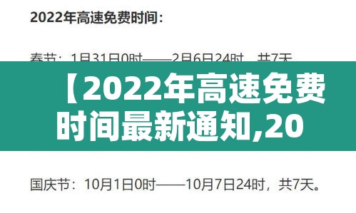 【2022年高速免费时间最新通知,2022年高速免费时间几天】