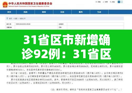 31省区市新增确诊92例:31省区市新增确诊20例8885 31省区市新增确诊92例:31省区市新增确诊20例8885
