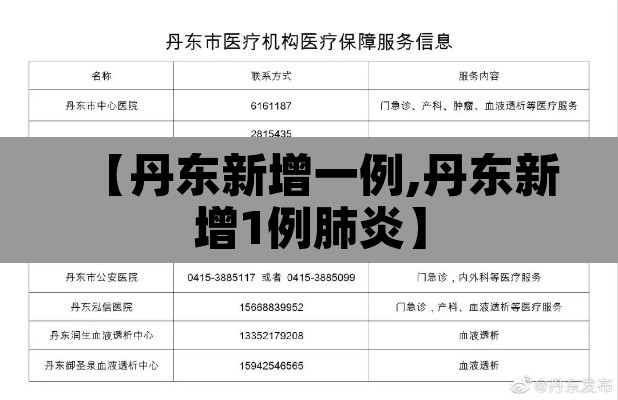 【丹东新增一例,丹东新增1例肺炎】