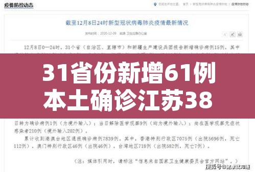 31省份新增61例本土确诊江苏38例 → 江苏新增本土确诊病例39例