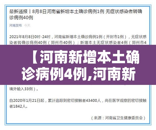 【河南新增本土确诊病例4例,河南新增本土确诊1例】