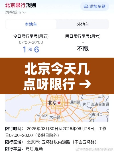 北京今天几点呀限行 → 北京今天限号多少几点就不限号