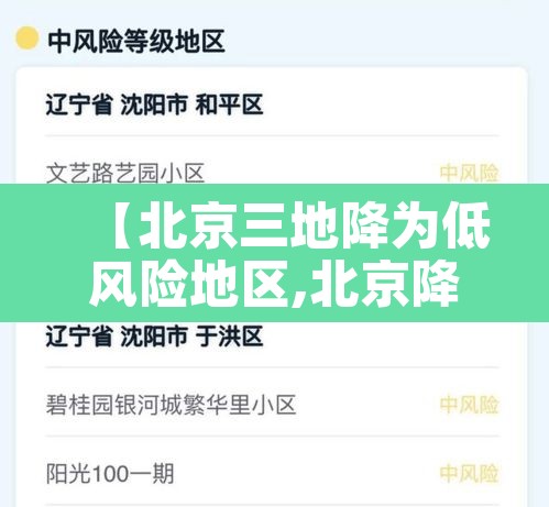 【北京三地降为低风险地区,北京降低风险等级新政】 【北京三地降为低风险地区,北京降低风险等级新政】