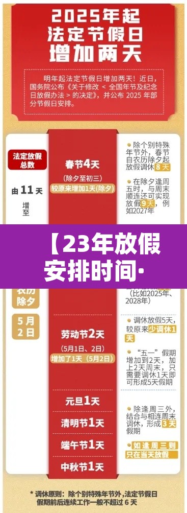 【23年放假安排时间·2023年节假日放假】