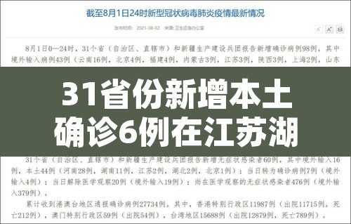 31省份新增本土确诊6例在江苏湖北：31省新增本土确诊30例 在江苏等6省市