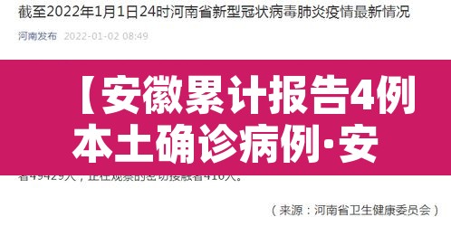 【安徽累计报告4例本土确诊病例·安徽共报告4例本土确诊】 【安徽累计报告4例本土确诊病例·安徽共报告4例本土确诊】