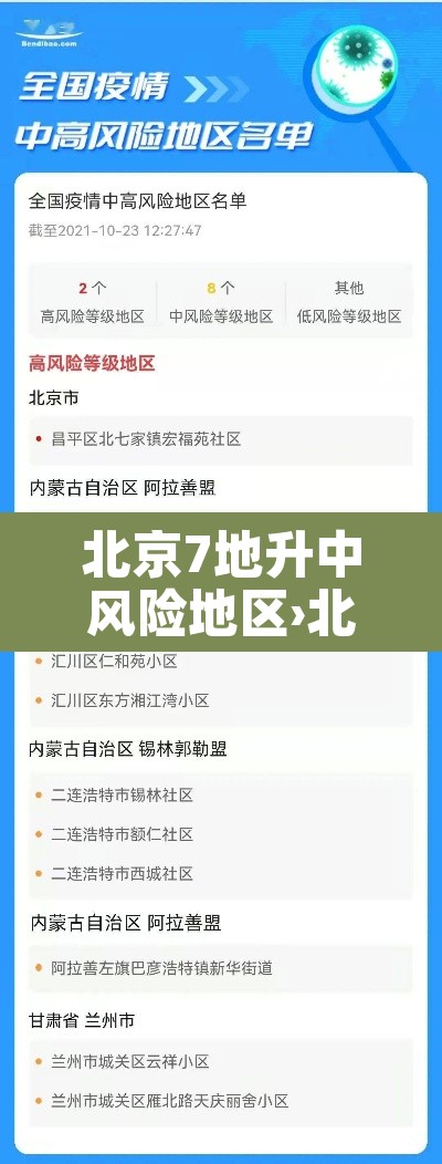北京7地升中风险地区›北京又有12地升为中风险