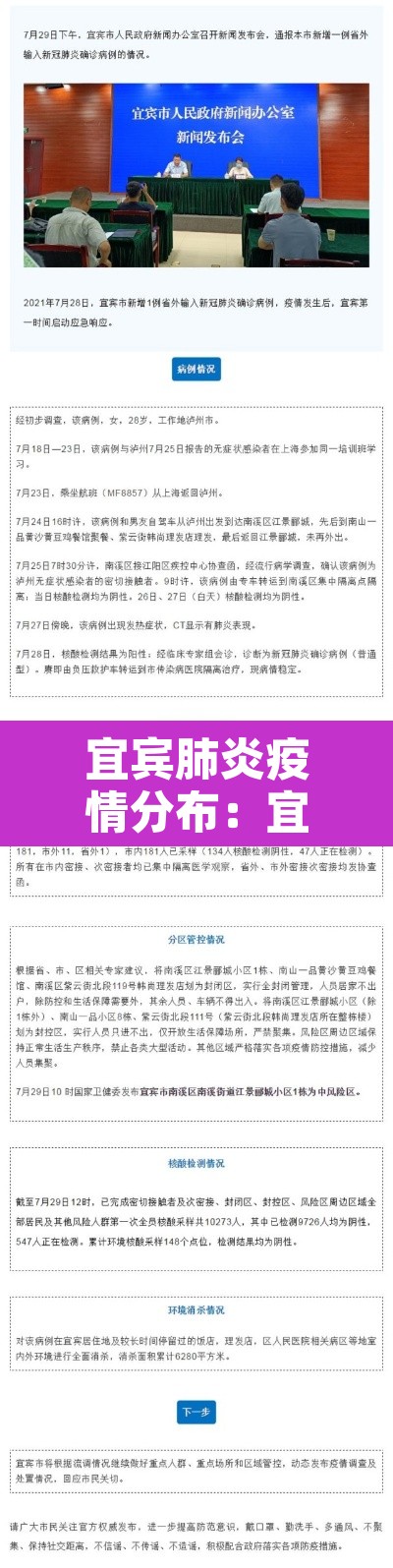 宜宾肺炎疫情分布：宜宾肺炎疫情最新消息有几个