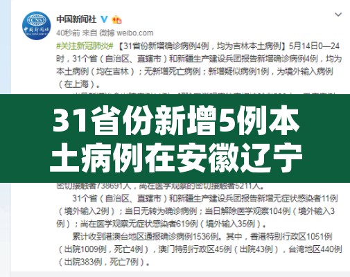 31省份新增5例本土病例在安徽辽宁›安徽辽宁昨日均无新增确诊病例 31省份新增5例本土病例在安徽辽宁›安徽辽宁昨日均无新增确诊病例