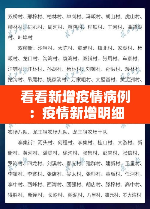 看看新增疫情病例:疫情新增明细 看看新增疫情病例:疫情新增明细